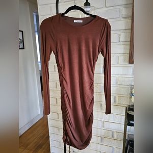 Ribbed Knit Brown Dress